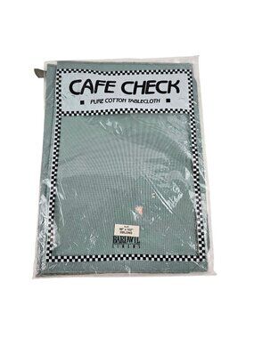 Bardwil Linens Tablecloth Cafe Check Green Cotton 60 x 102 Oblong Rectangle NOS